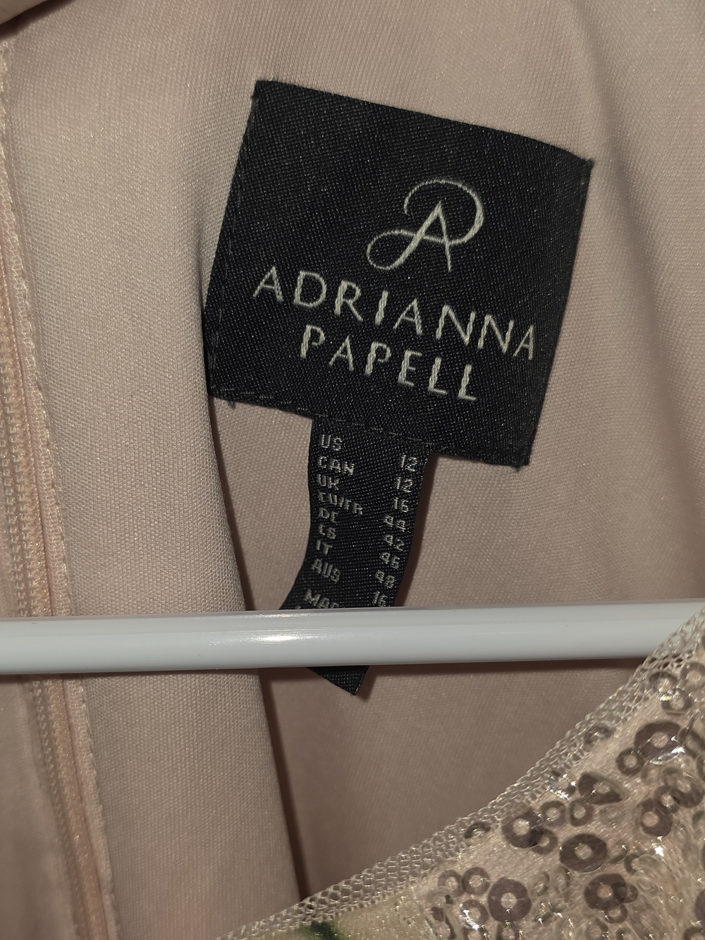 ADRIANNA PAPELL Sequin Floral Midi Sheath Dress Silver Blush Multi Cocktail - Picture 10 of 13